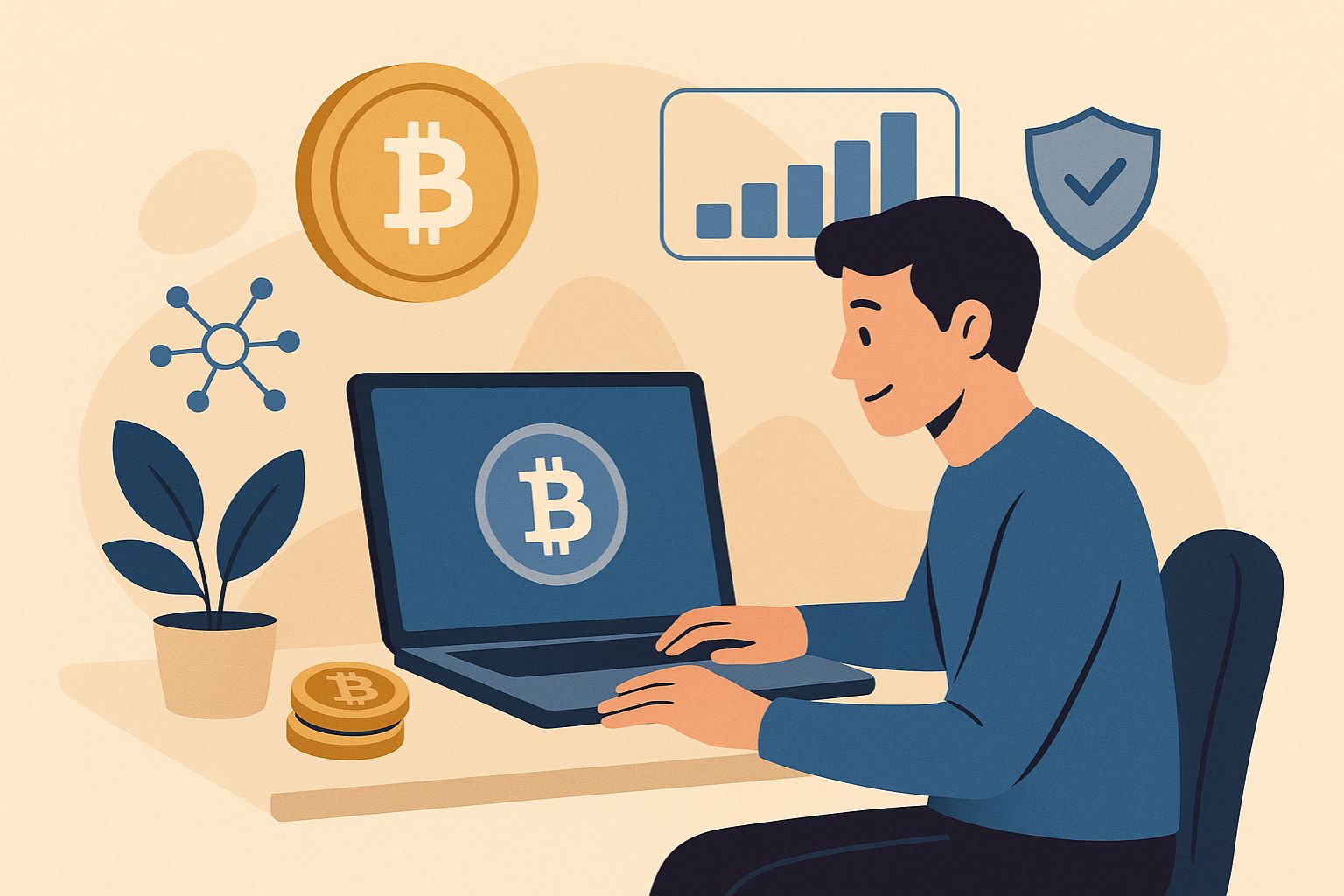 Sécurisation des crypto-actifs avec portefeuille matériel et double authentification.