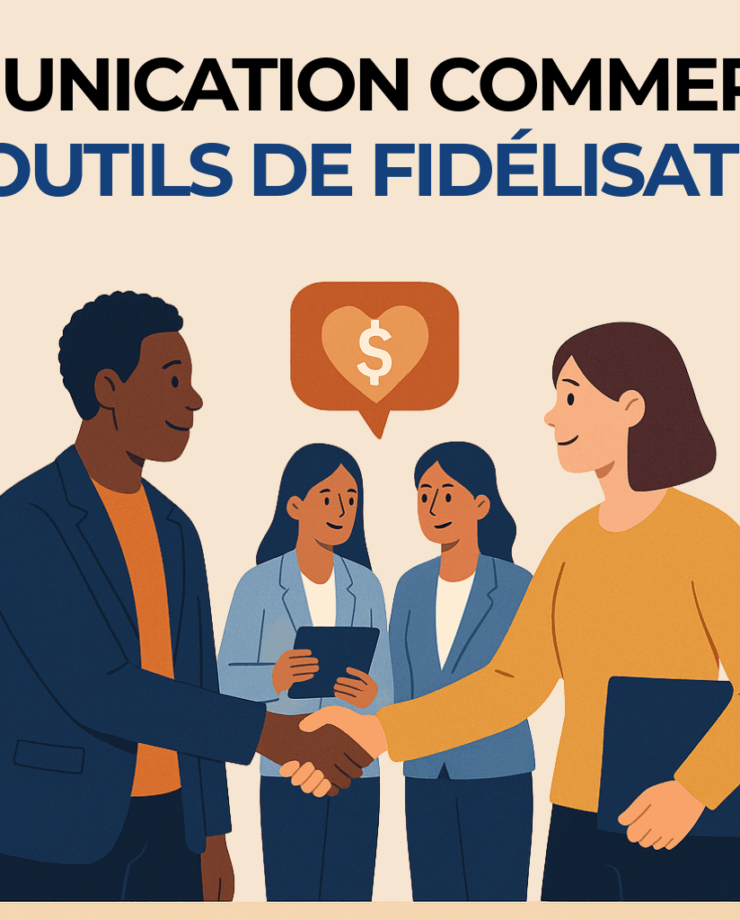 Conseiller marketing échangeant avec un client fidèle devant un écran avec des graphiques de satisfaction.