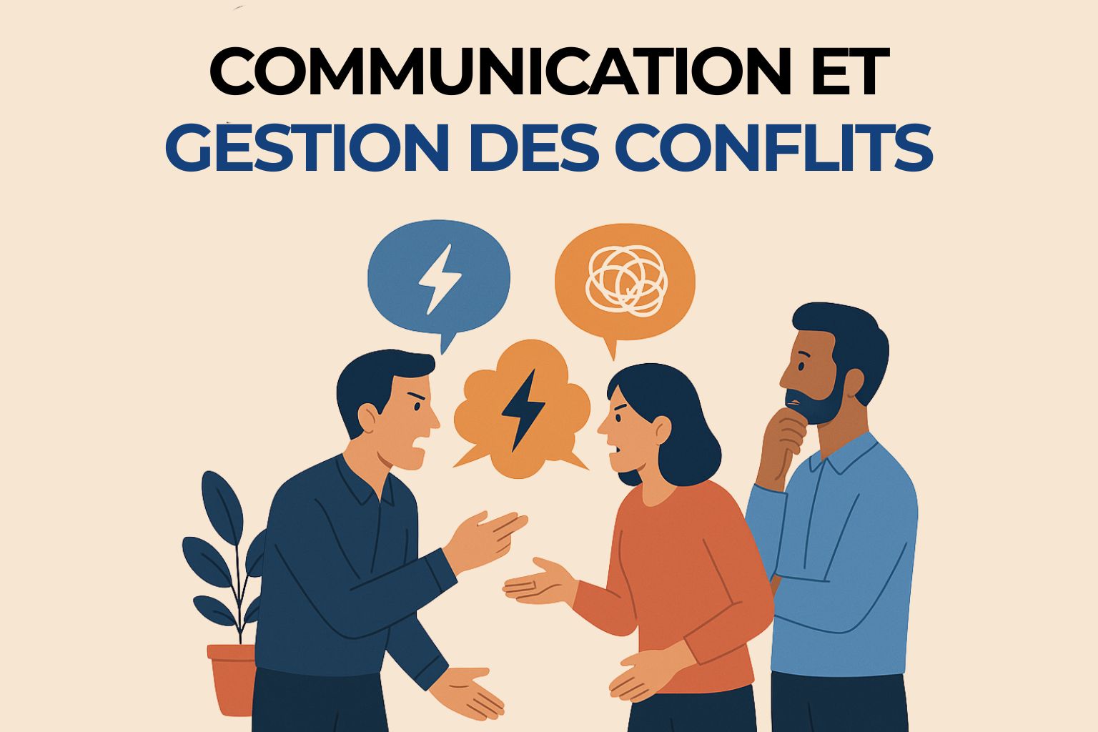 Deux collègues discutant calmement pour résoudre un conflit.