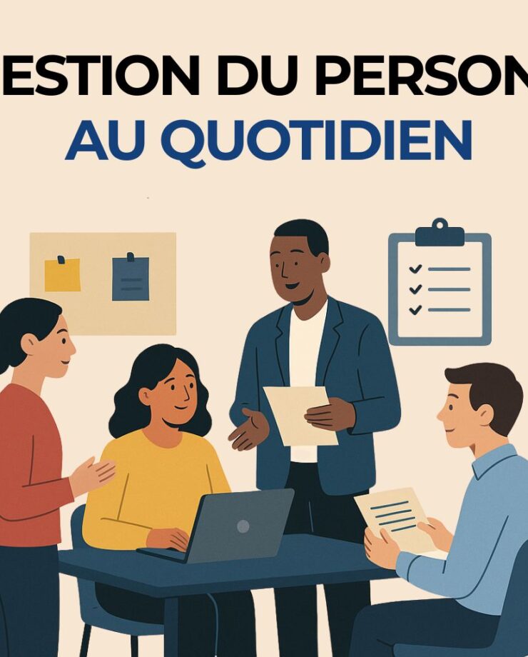 Équipe RH en réunion de suivi sur la gestion du personnel quotidien.