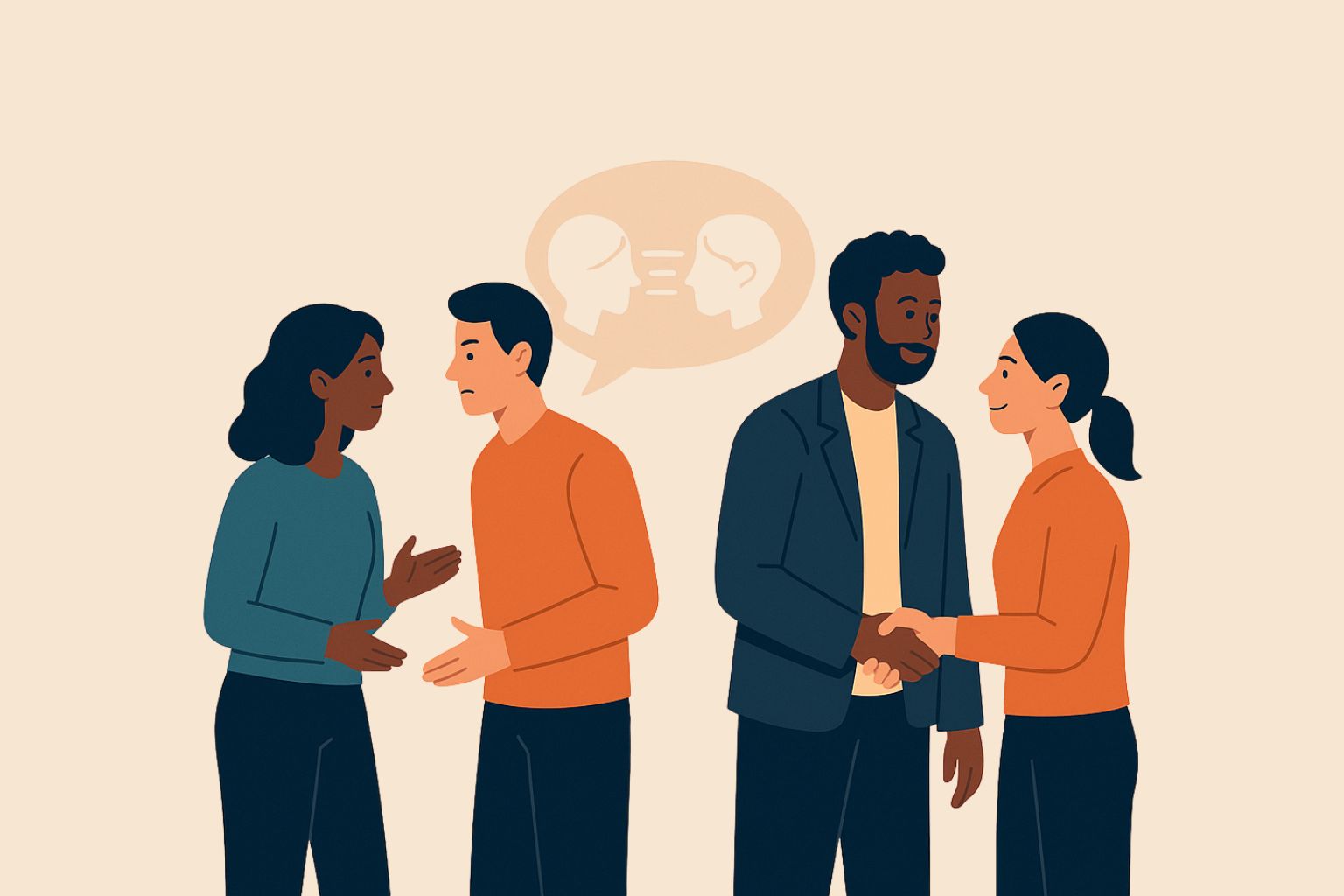 Manager discutant avec des membres d’équipe aux profils variés.